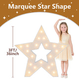 3FT Light Up Marquee Star with Warm White LED Lights | DIY Foam Board Party Decoration for Birthday, Baby Shower, Wedding & Events