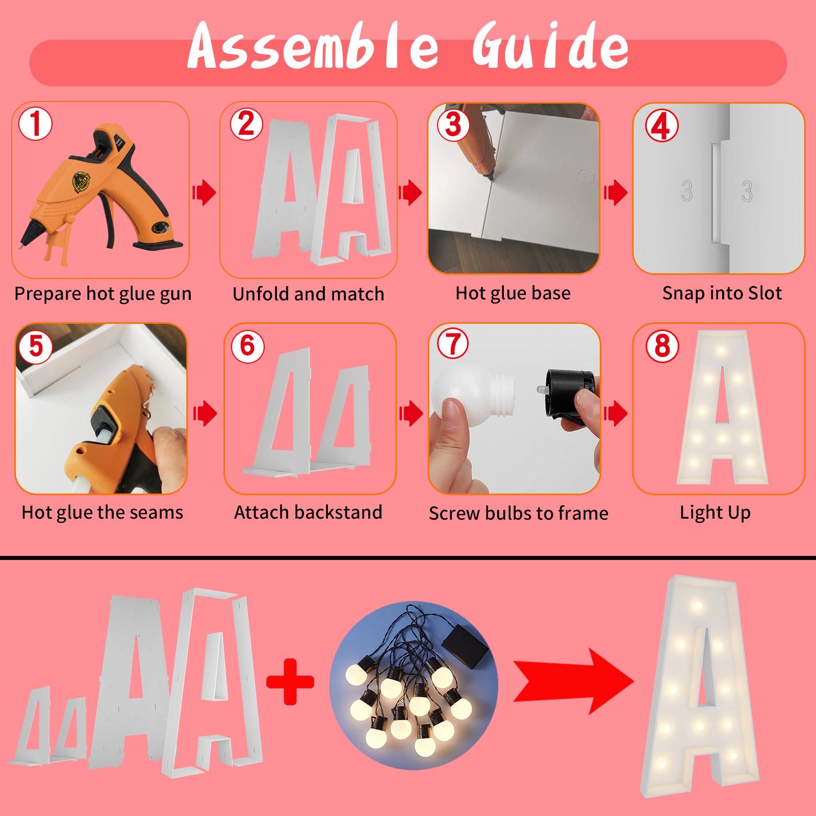 3FT Marquee Light Up Letters A-Z DIY Craft Kit