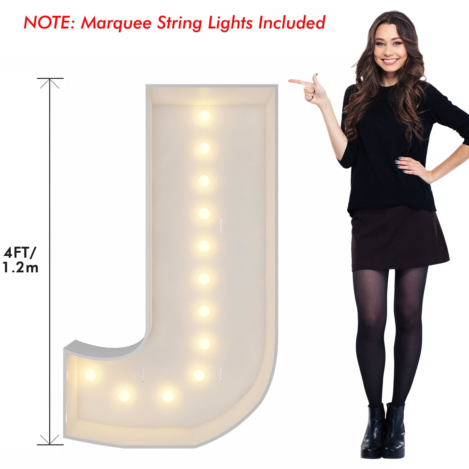 4FT Marquee Light Up Letter J