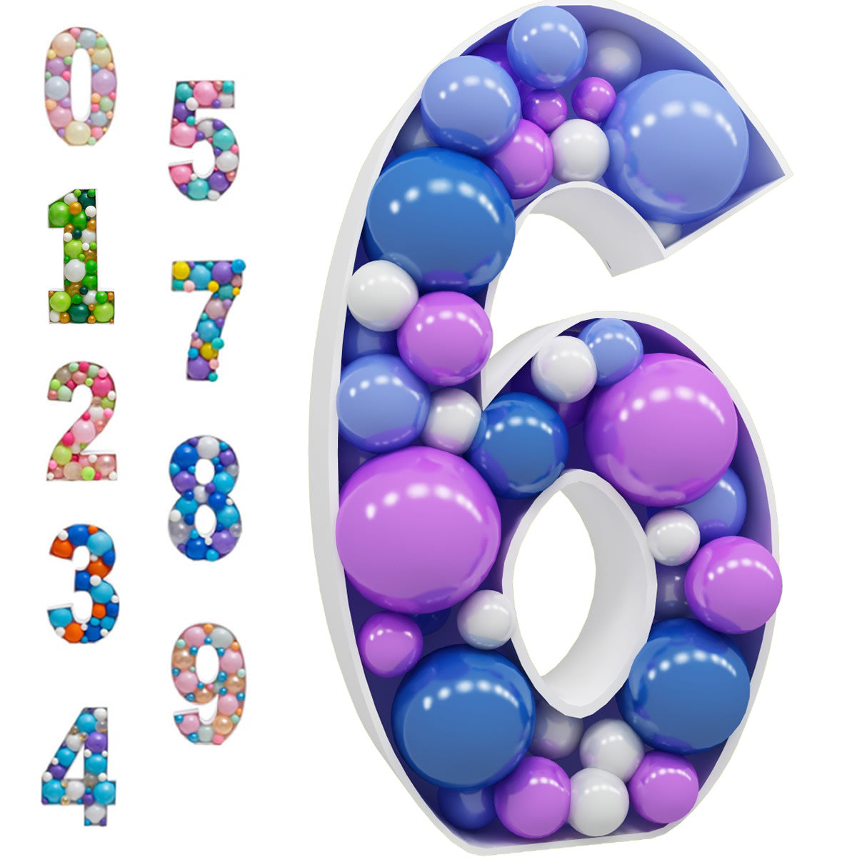 28 inch Mosaic Balloon Numbers Frame Light Up Number 6