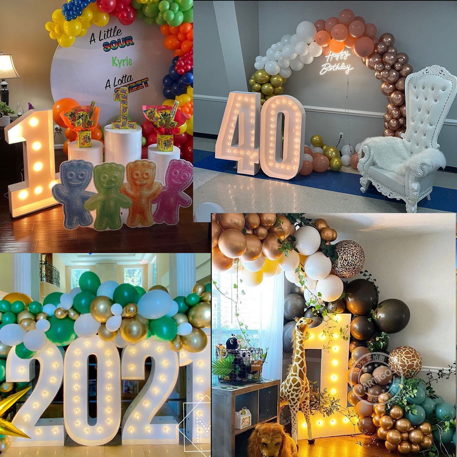 Buy Mosaic Numbers for Balloons 4ft Marquee Numbers Pre-cut Light