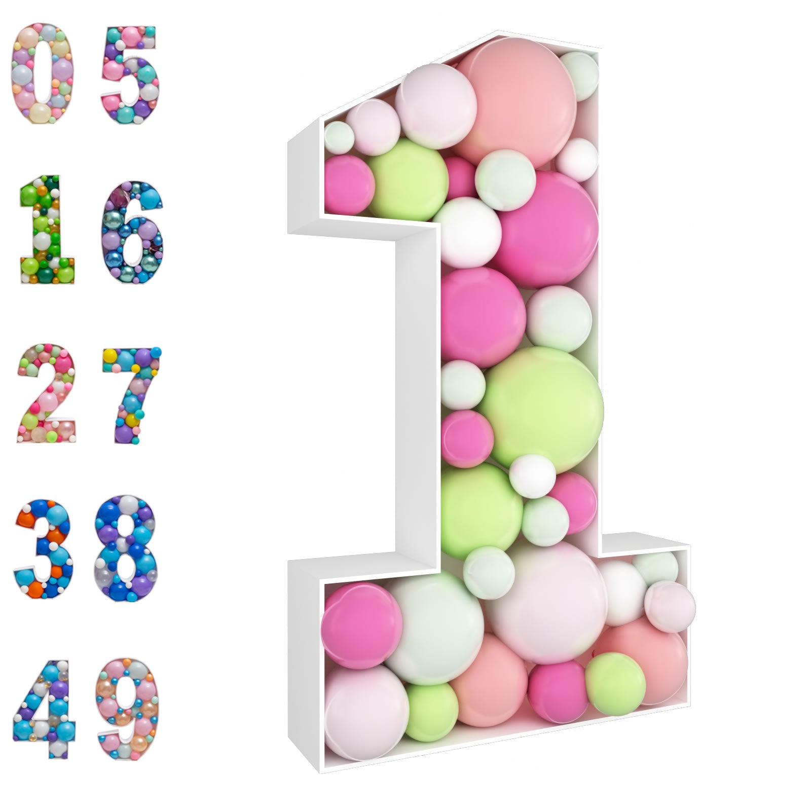 3Ft Mosaic Numbers for Balloons Frame Light up Large Cardboard